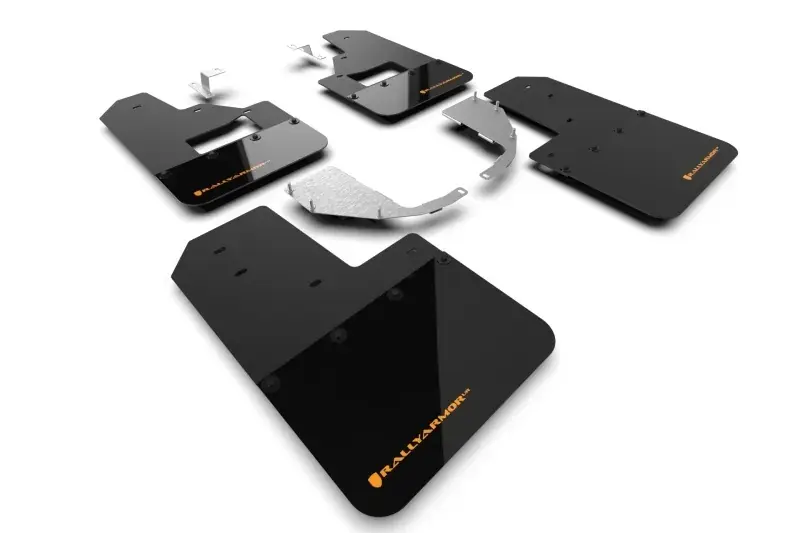 Low Price Rally Armor Rally Armor 21-24 Ford Bronco (Steel Bmpr + RB - NO Rptr/Sprt) Blk Mud Flap w/Cy Orange Logo