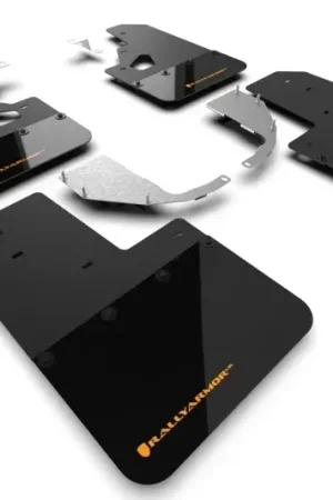 Free Returns Rally Armor Rally Armor 21-24 Ford Bronco (Steel Bmpr + RR- NO Rptr/Sprt) Blk Mud Flap w/Cy Orange Logo