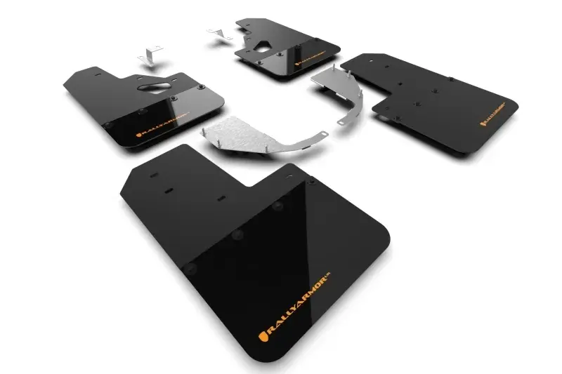 Free Returns Rally Armor Rally Armor 21-24 Ford Bronco (Steel Bmpr + RR- NO Rptr/Sprt) Blk Mud Flap w/Cy Orange Logo