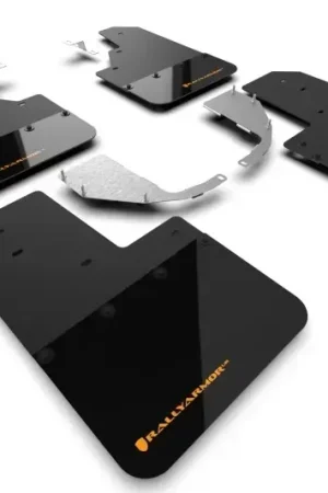 Fast Shipping Rally Armor Rally Armor 21-24 Ford Bronco (Steel Bmpr - NO Rptr/Sprt - NO RR/RB) Blk Mud Flap w/Cy Orange Logo