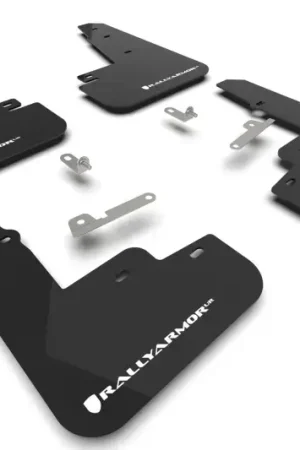 Rally Armor Rally Armor 21-24 Ford Mustang Mach-E/GT/Rally Black Mud Flap w/White Logo Big Sale