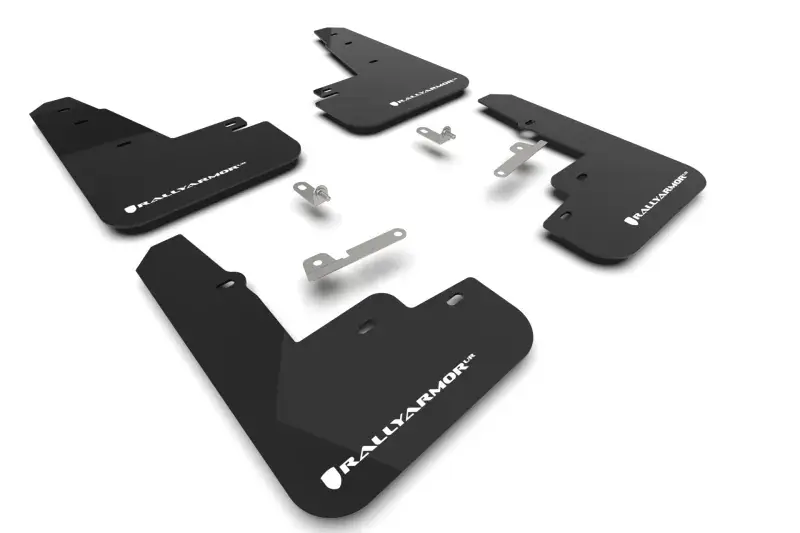 Rally Armor Rally Armor 21-24 Ford Mustang Mach-E/GT/Rally Black Mud Flap w/White Logo Big Sale
