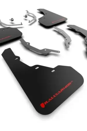 Direct From Factory Rally Armor Rally Armor 22-24 Hyundai Santa Cruz Black UR Mud Flap w/Red Logo