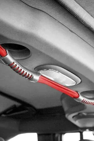 Rugged Ridge Rear Dual Grab Strap Red 07-18 Jeep Wrangler Unlimited JK Price Drop