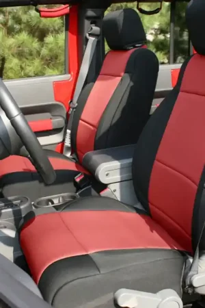 Rugged Ridge Seat Cover Kit Black/Red 11-18 Jeep Wrangler JK 4dr Professional Grade