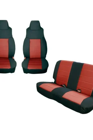 Rugged Ridge Seat Cover Kit Black/Red 97-02 Jeep Wrangler TJ Save Now