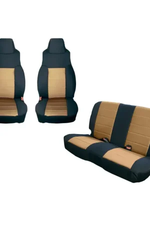 Rugged Ridge Seat Cover Kit Black/Tan 91-95 Jeep Wrangler YJ Time-Limited