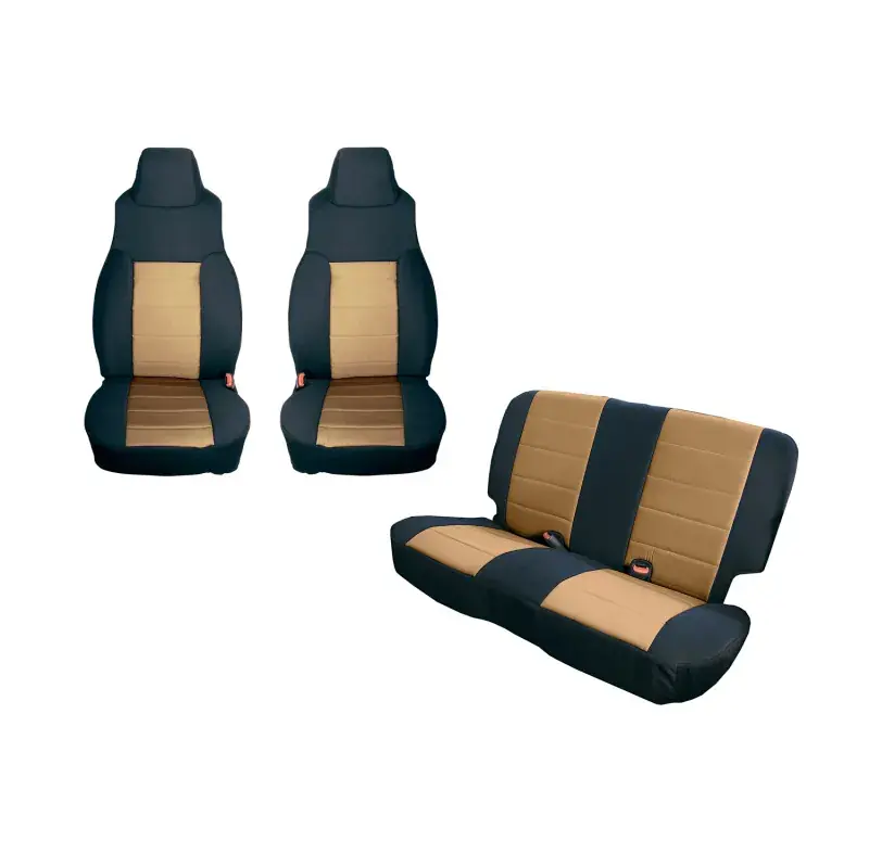 Rugged Ridge Seat Cover Kit Black/Tan 91-95 Jeep Wrangler YJ Time-Limited